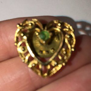 Gold and Green Heart Pin